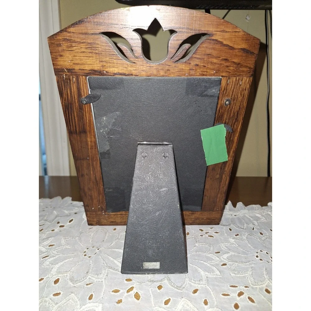Rustic Dark Oak Wood 5x7 Picture Frame Arched Tulip Cutout Farmhouse Decor
